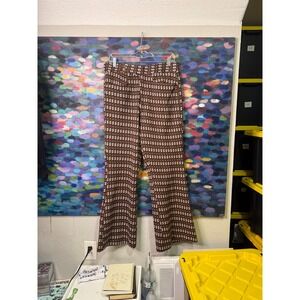 Bruce Elliott Mens Geometric Pattern Flare Pants Brown White Size 34 bell bottom